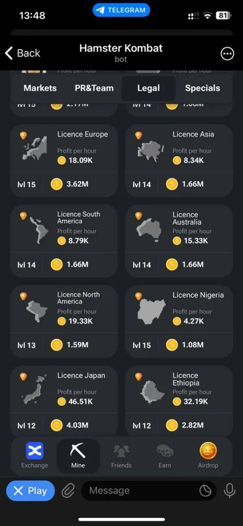 Cest Cards in Legal Tab