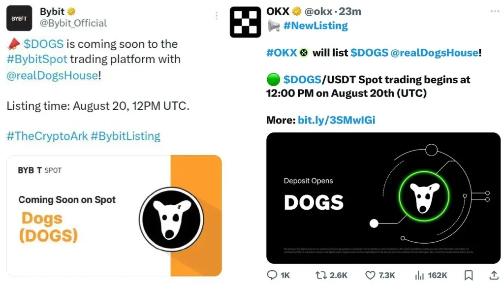 DOGS Token Set to Be Listed on OKX and ByBit Exchanges