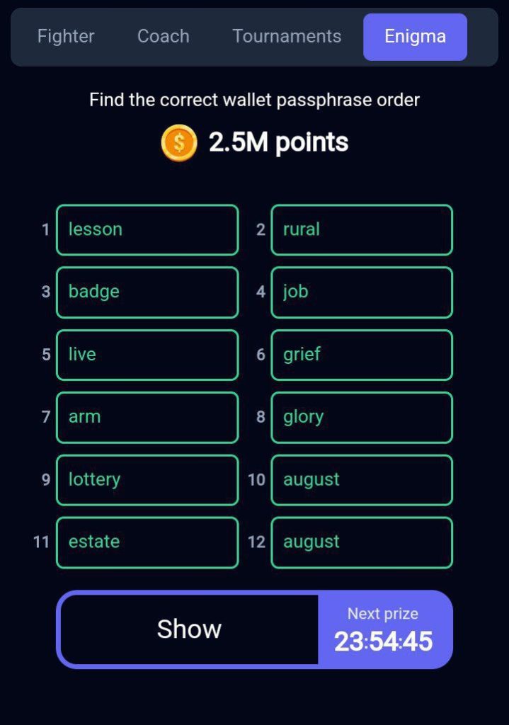 Today's Rocky Rabbit Enigma Answer August 27th