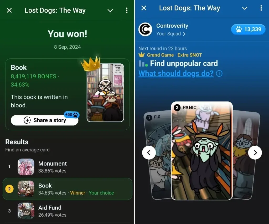 Lost Dogs Winner Card Today September 9