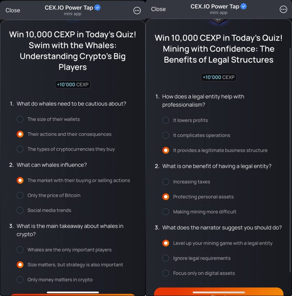 CEX Quiz Answer October 4