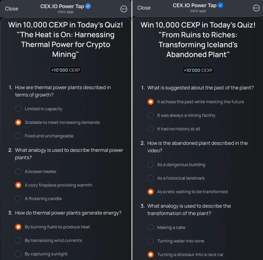 CEX Quiz Answer October 20