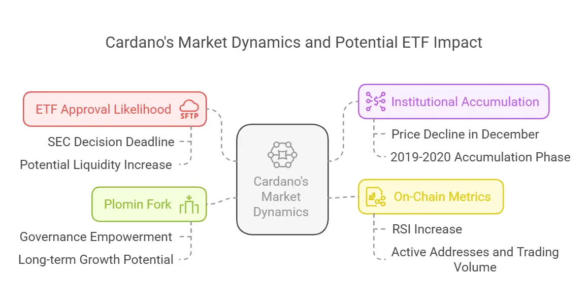 Cardano (ADA) has captured investor attention following Grayscale’s recent application for a spot ETF (Exchange-Traded Fund) on February 11.

Listen to the summary of this news:

The move signals growing institutional interest, with the New York Stock Exchange (NYSE) also showing increased enthusiasm for financial products related to Cardano.

Cardano ETF Approval Likely

Bloomberg has reported that there is a 60% probability of the U.S. Securities and Exchange Commission (SEC) approving Cardano’s ETF. Investors are closely watching March 27, the first deadline for the SEC’s decision. If approved, the ETF could bring billions of dollars in liquidity to the Cardano ecosystem.

Institutional Accumulation and Market Trends

Following ADA’s price decline in December, large investors have been steadily accumulating the token, anticipating a potential rally. Analysts note that Cardano’s recent price action resembles its accumulation phase in 2019-2020, which preceded its explosive 2021 bull run.

TapTools, a crypto analytics platform, highlighted in a post on X that ADA’s accumulation phase since 2022 mirrors its previous bullish cycles seen on weekly charts. Currently, Cardano is trading near the upper limit of its accumulation zone, signaling a potential breakout toward the $1 psychological resistance level.

On-Chain Metrics Show Increased Activity
Cardano ETF Approval Likely: Could the 2021 Bull Run Repeat?

Technical indicators also suggest growing momentum. The Relative Strength Index (RSI) for ADA has risen from 44 to 55, reflecting strong buying activity without signs of being overbought.

Moreover, blockchain analytics platform Santiment reports a steady increase in active Cardano addresses and trading volume over the past week, suggesting rising network engagement.

Cardano’s Plomin Fork and Future Potential

In addition to ETF speculation, Cardano’s Plomin fork has introduced advancements in decentralized governance, empowering token holders and reinforcing the network’s long-term growth potential.

Key Price Targets

With a potential ETF approval, strong historical patterns, and network upgrades, analysts believe Cardano could break the $1 resistance and target the next key level at $3—a price last seen during the 2021 bull market.

As institutional interest grows, all eyes are now on the SEC’s decision, which could determine whether Cardano’s next major rally is on the horizon.

Read More:
From Boom to Bust: $LIBRA Token Plummets 90% In the Middle of Fraud Allegations in Argentine
Tether Invests in Italian Football Giant Juventus, Expanding Crypto-Sports Collaboration
Over 20 U.S. States Explore Establishing Cryptocurrency Reserves
PAWS Token Set for Major Allocation Event : Here’s the Date
Trump Meme Coin (TRUMP) increased 12%: Could It Outperform Bitcoin?
Elon Musk’s New T-Shirt Sparks Role Controversy on Trump’s Administration
Broccoli: The Latest Meme Coin to Rise Thanks to Changpeng Zhao
Elon Musk Plays Dumb on D.O.G.E – Is He Secretly Controlling Trump Government?
OpenSea Confirms NFT Market Airdrop, Prepares for Token Launch
Four Airdrops to Watch in the Coming Week In the Middle of Crypto Market Volatility
Best AI Crypto Tokens You Should Watch in 2025