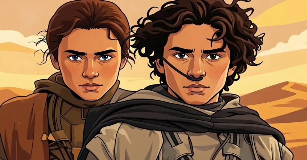 AI generated illustration of timothee chalamet and zendaya